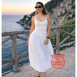ZARA BLOGGER FAVE!!! Sleeveless Balloon Midi Dress NWT | White Knit M